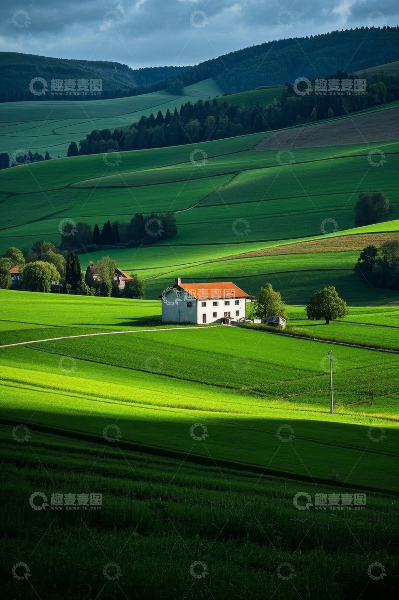 高清大图下载【趣麦麦图】田园乡村绿色田野风景