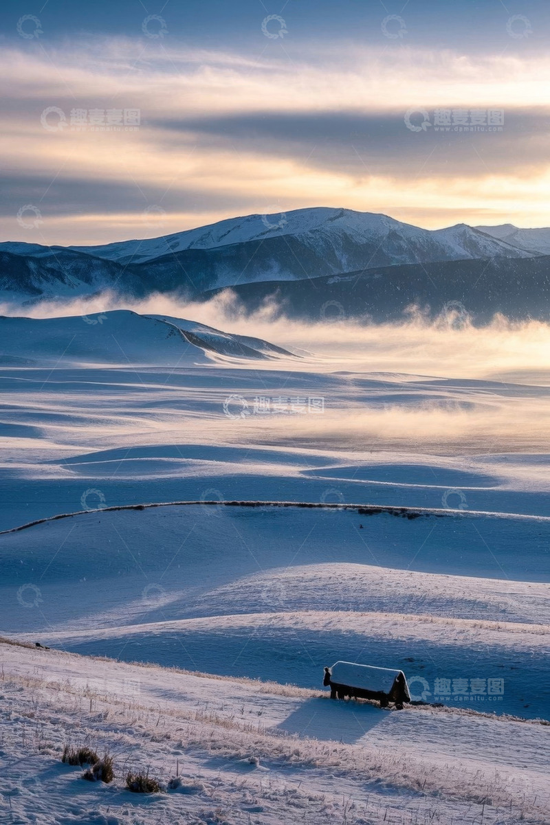 高清大图下载【趣麦麦图】雪山下的雪地景观