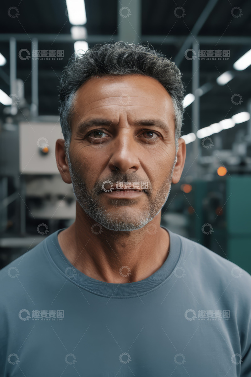 高清大图下载【趣麦麦图】工厂内男性人物肖像