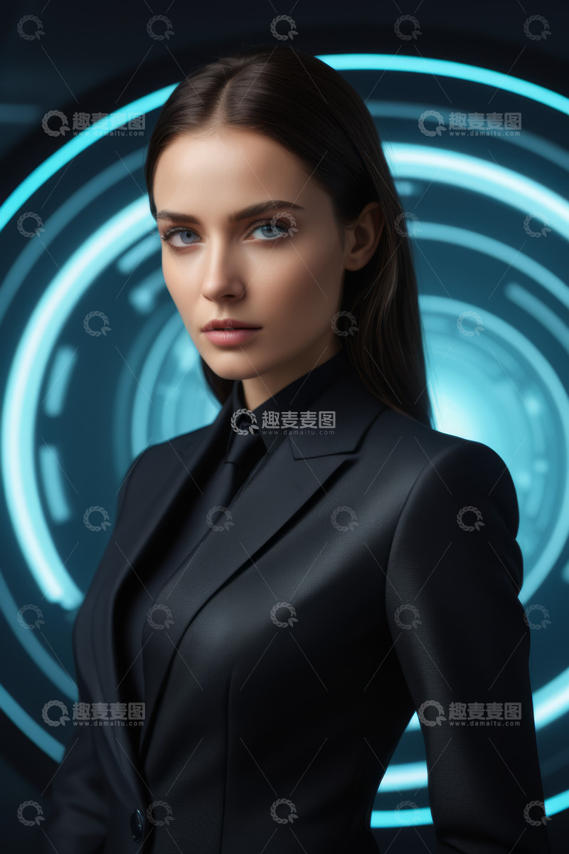 高清大图下载【趣麦麦图】身着西装的女性人物特写