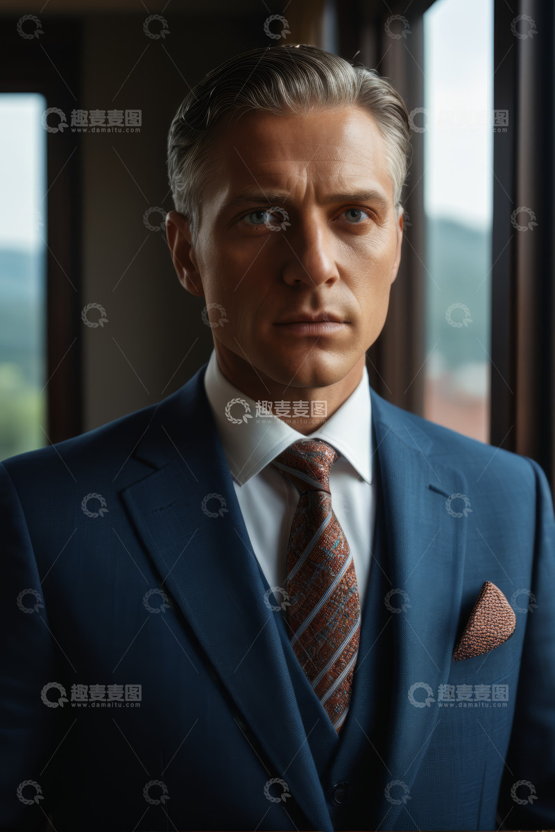 高清大图下载【趣麦麦图】身着西装的成熟男性人物肖像