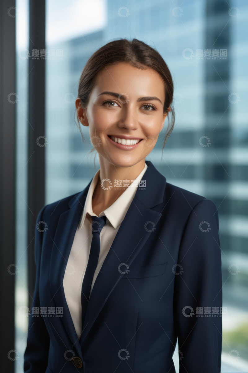 高清大图下载【趣麦麦图】微笑女商人办公场景肖像