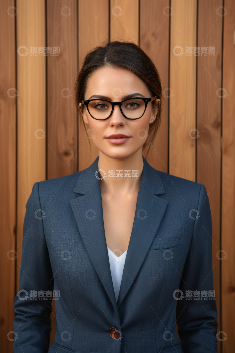 高清大图下载【趣麦麦图】穿西装戴眼镜的职业女性肖像