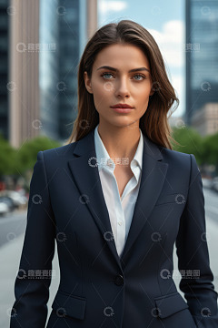 户外穿西装的职业女性