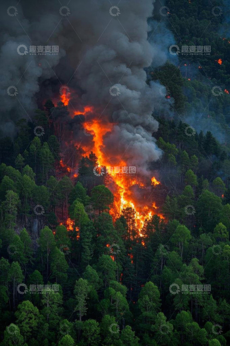 高清大图下载【趣麦麦图】森林起火燃烧景观