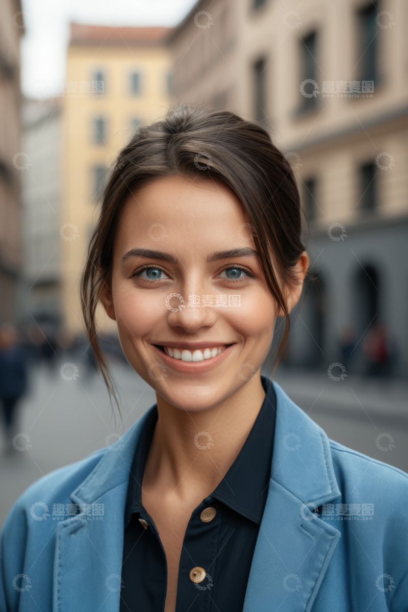 高清大图下载【趣麦麦图】户外微笑的年轻女性肖像