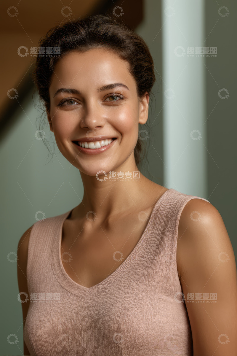 高清大图下载【趣麦麦图】微笑女人肖像特写素材