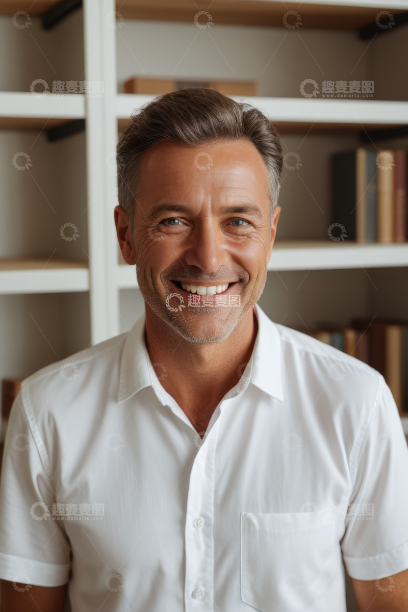 高清大图下载【趣麦麦图】微笑男士室内肖像
