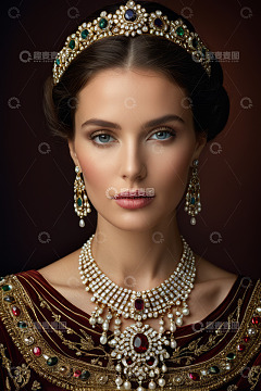 佩戴珠宝首饰的美丽女子肖像
