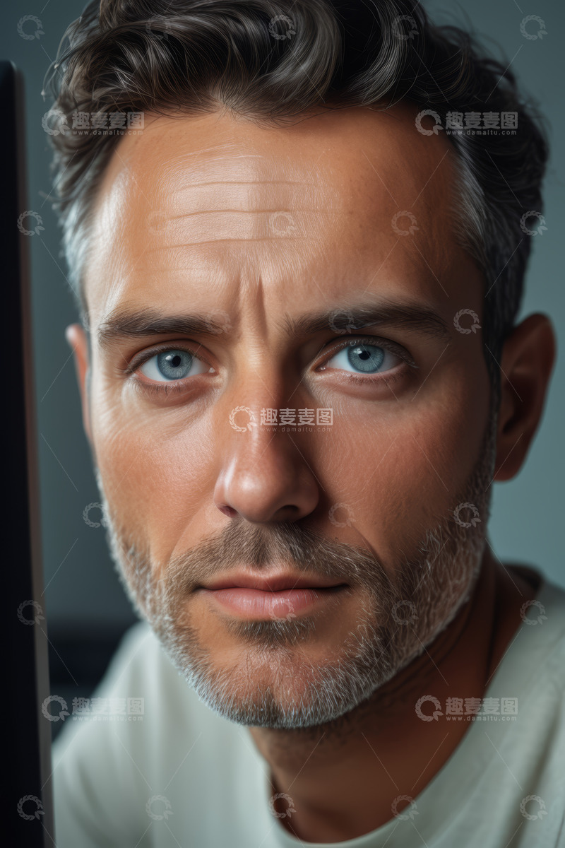 高清大图下载【趣麦麦图】专注凝视的成熟男性近景