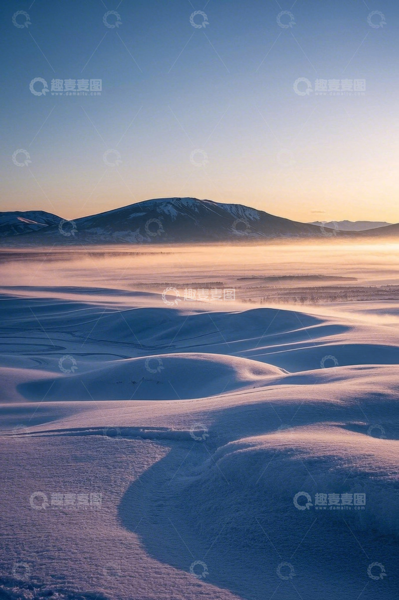 高清大图下载【趣麦麦图】雪地山脉日出自然风光