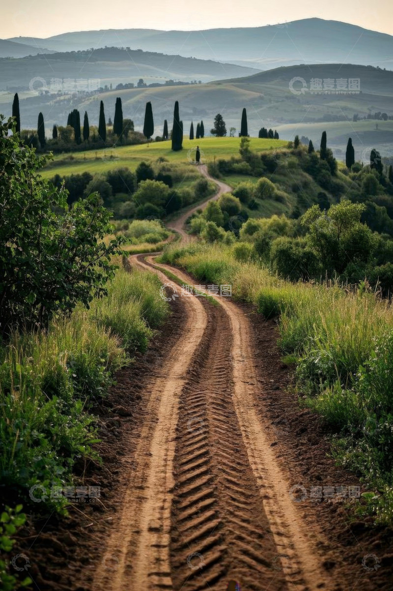 高清大图下载【趣麦麦图】意大利乡村蜿蜒土路自然风光