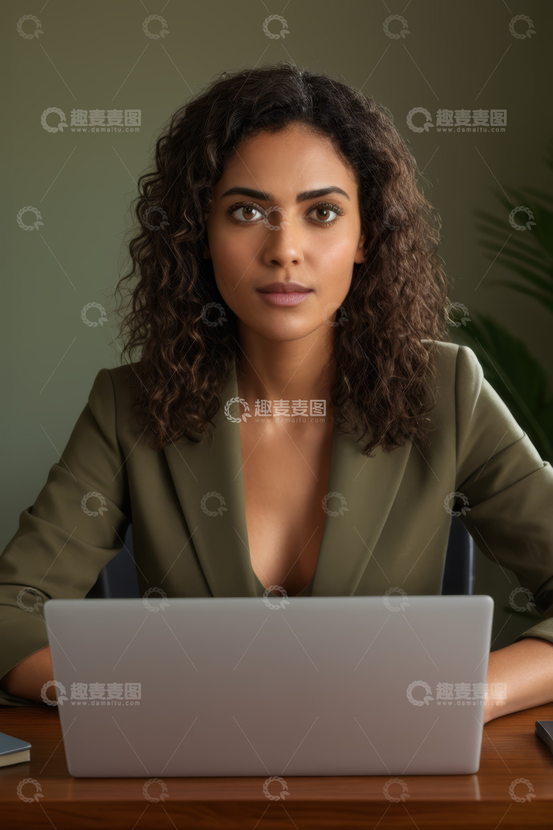 高清大图下载【趣麦麦图】商务女性办公使用笔记本电脑