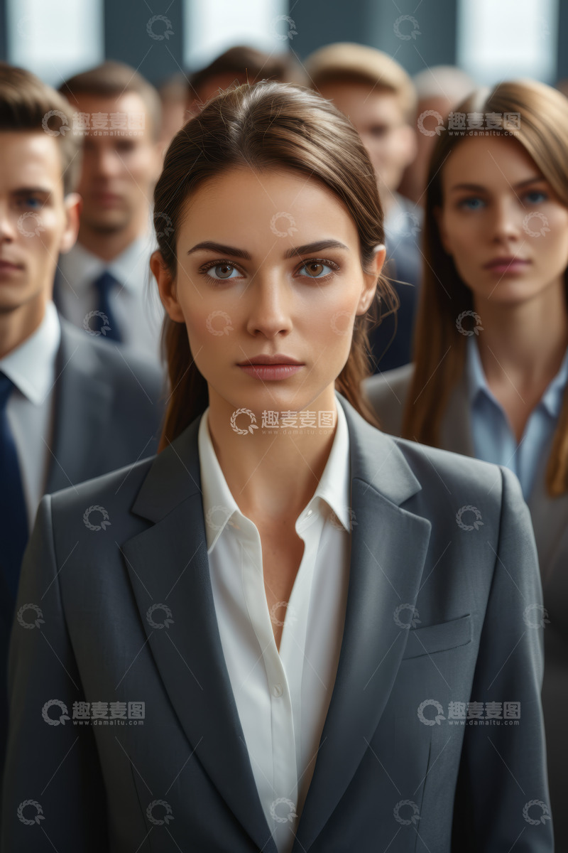 高清大图下载【趣麦麦图】商务团队中的女商人特写
