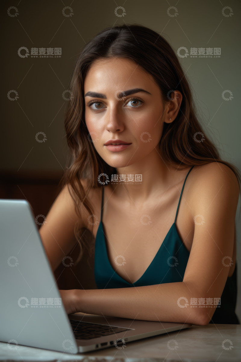 高清大图下载【趣麦麦图】女性使用笔记本电脑工作场景