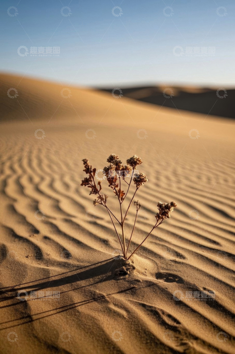 高清大图下载【趣麦麦图】沙漠中顽强生长的植物