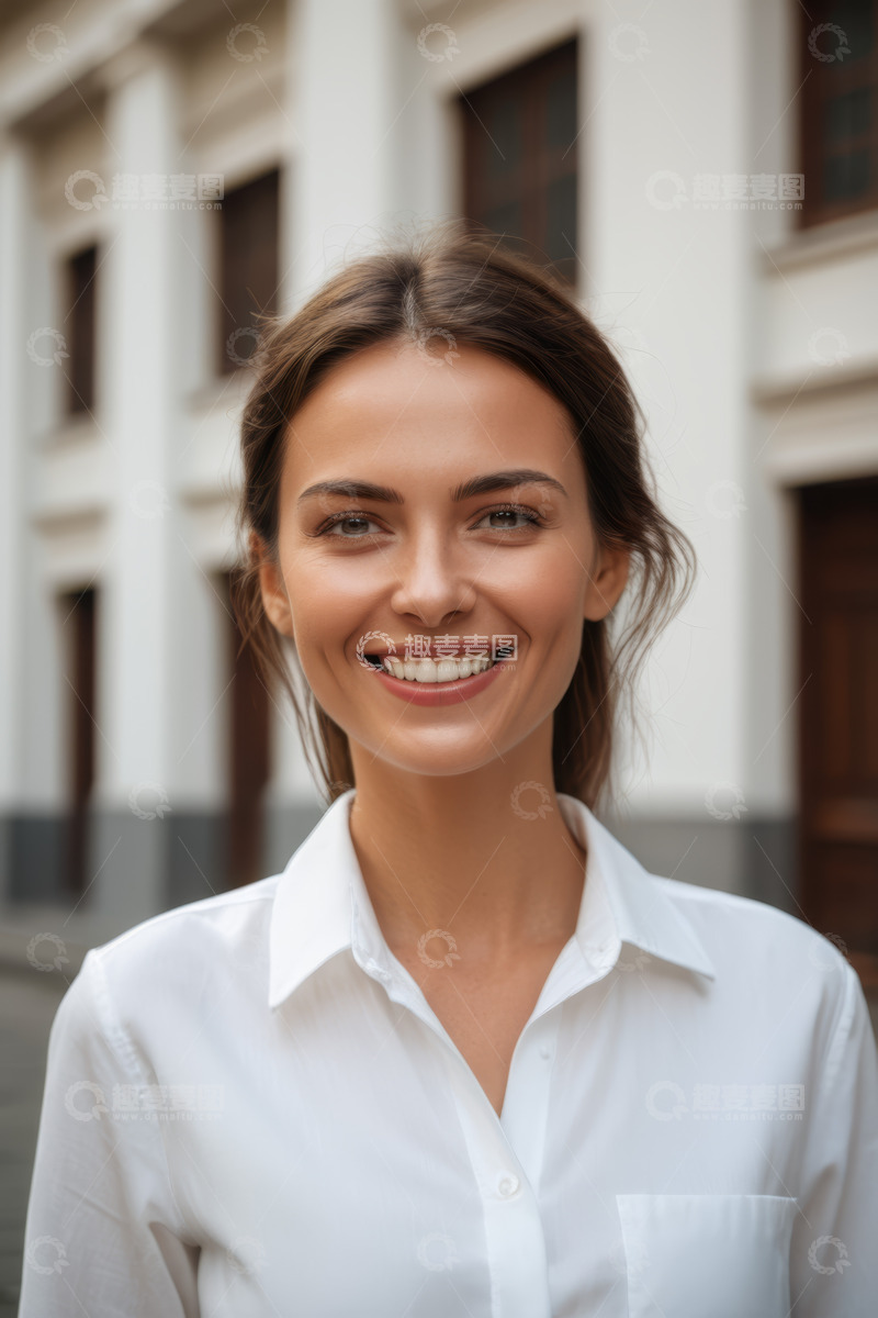 高清大图下载【趣麦麦图】户外微笑女子肖像