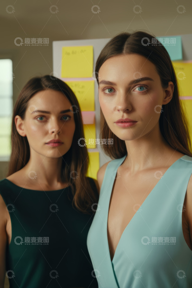 高清大图下载【趣麦麦图】两位女性并排站立特写