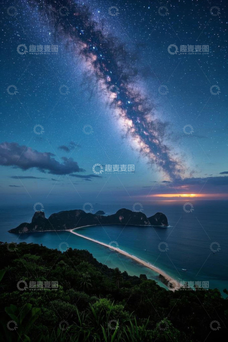 高清大图下载【趣麦麦图】泰国海滩星空下的海岛景观