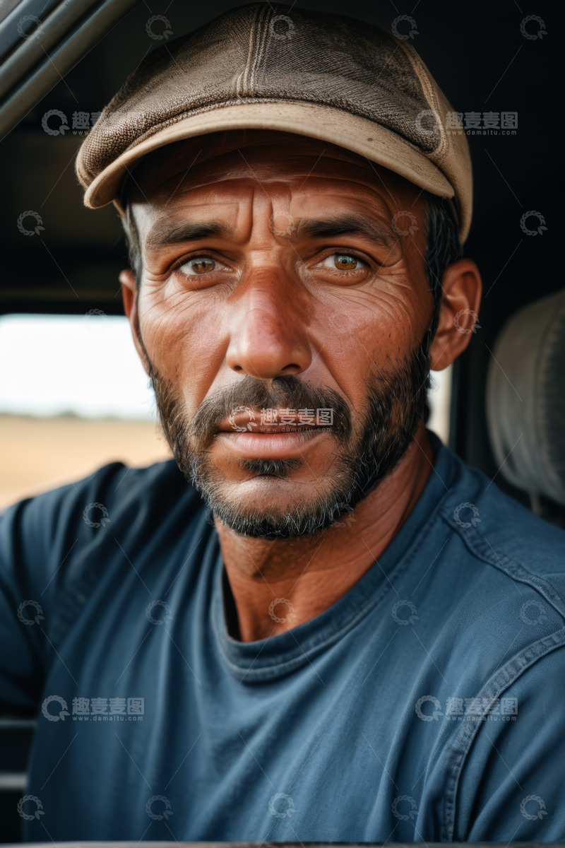 高清大图下载【趣麦麦图】车内男子近景特写