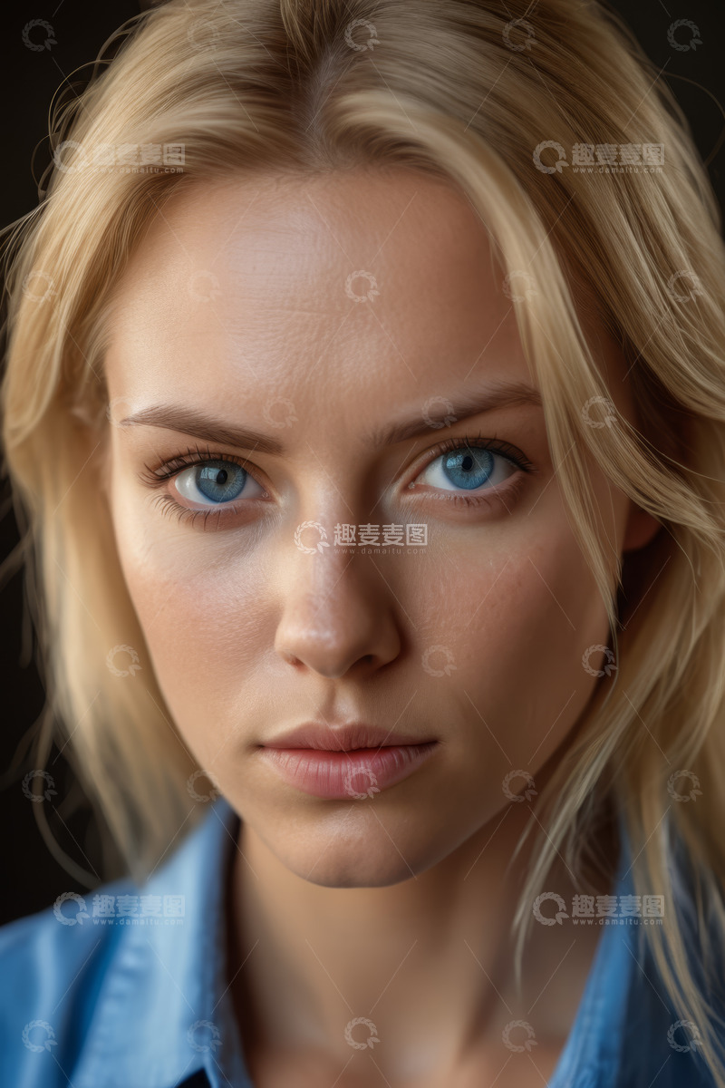 高清大图下载【趣麦麦图】金发蓝眼女性面部特写