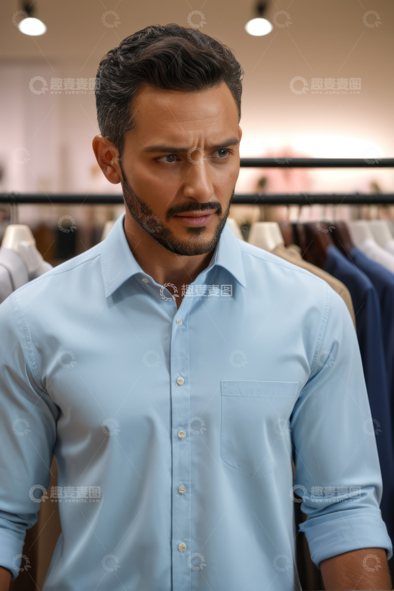 高清大图下载【趣麦麦图】男士在服装店挑选衬衫
