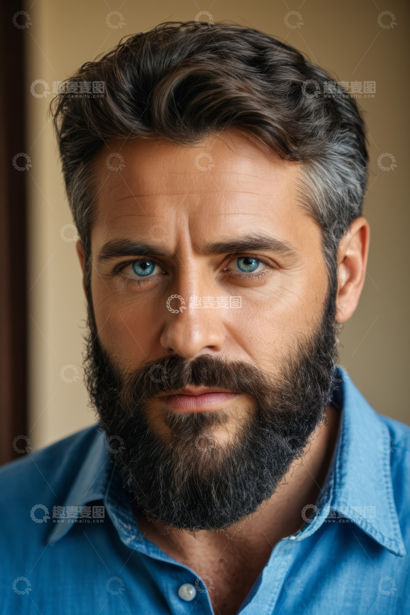 高清大图下载【趣麦麦图】成年男子面部特写肖像