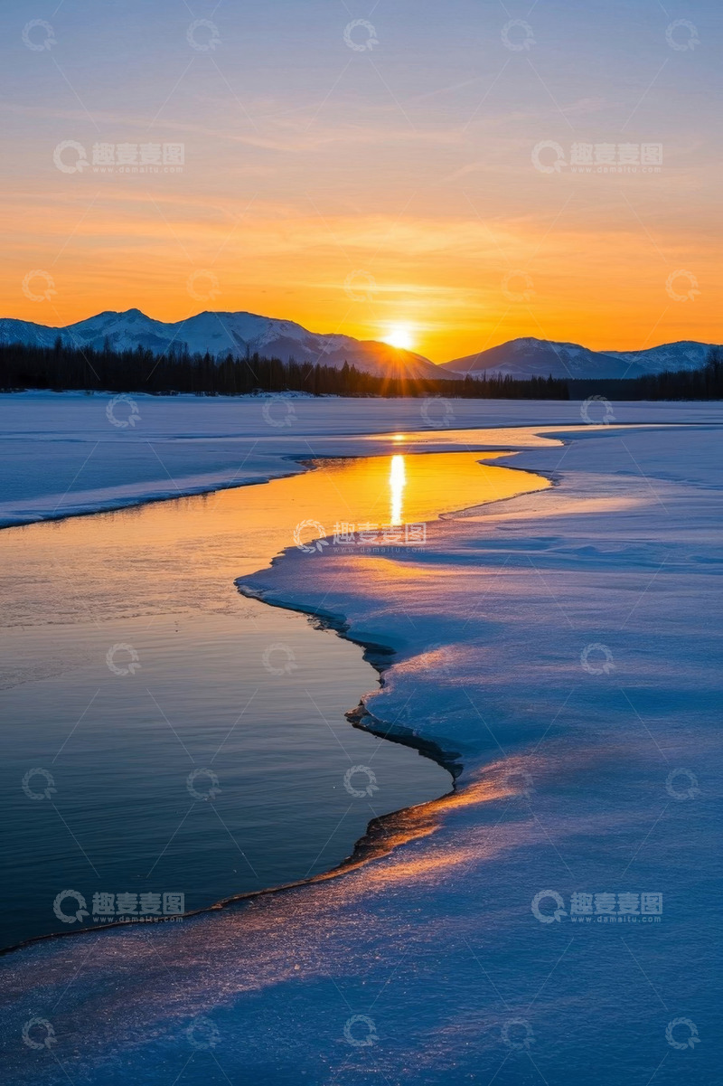 高清大图下载【趣麦麦图】冰河日出自然风光