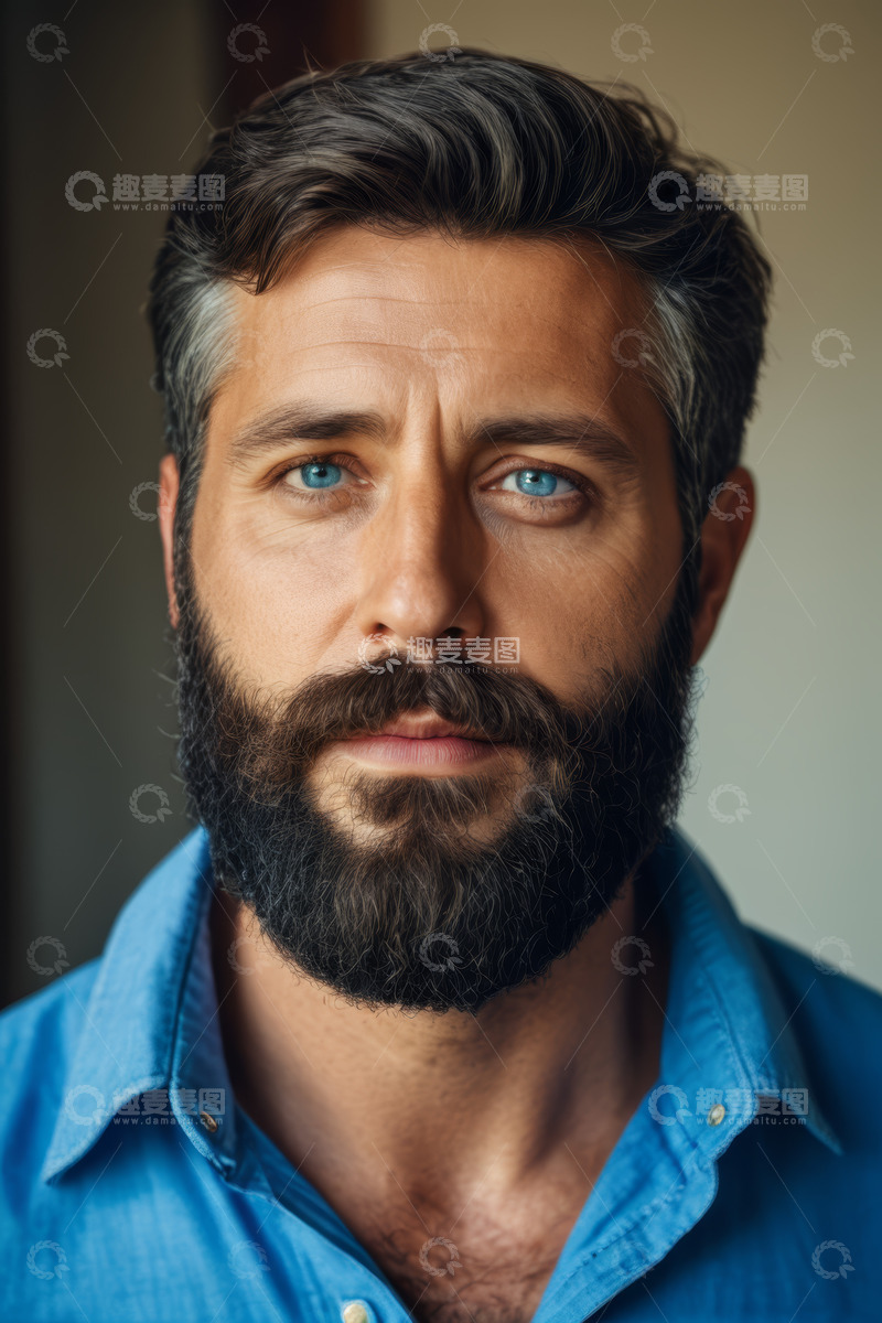 高清大图下载【趣麦麦图】成年男子面部特写肖像