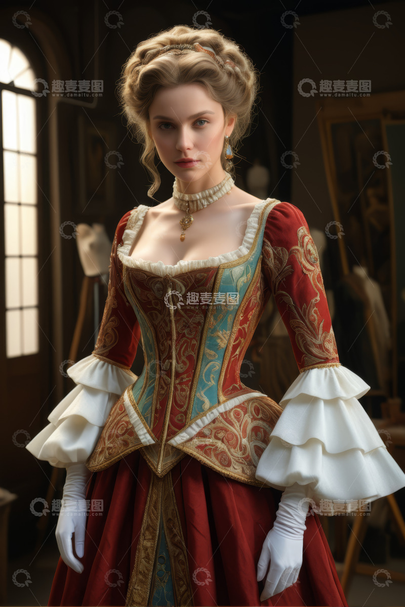 高清大图下载【趣麦麦图】身着中世纪服饰的美丽女子