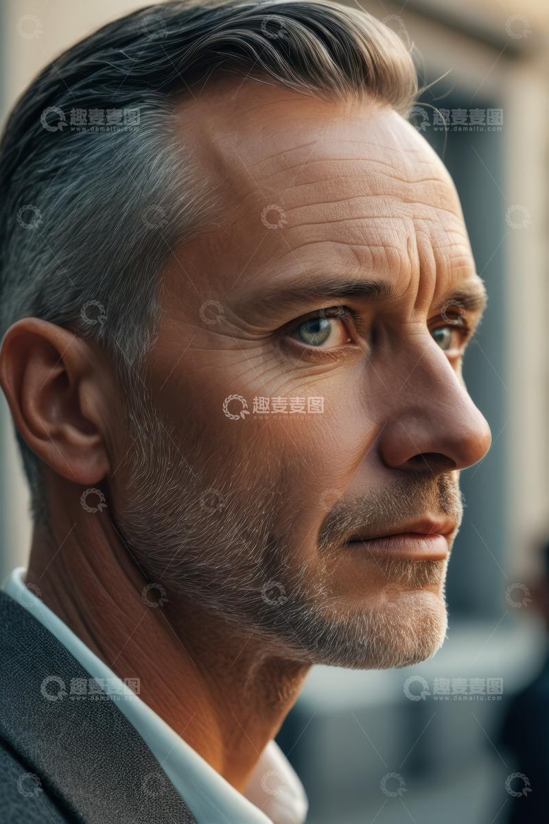 高清大图下载【趣麦麦图】成熟男士户外肖像特写