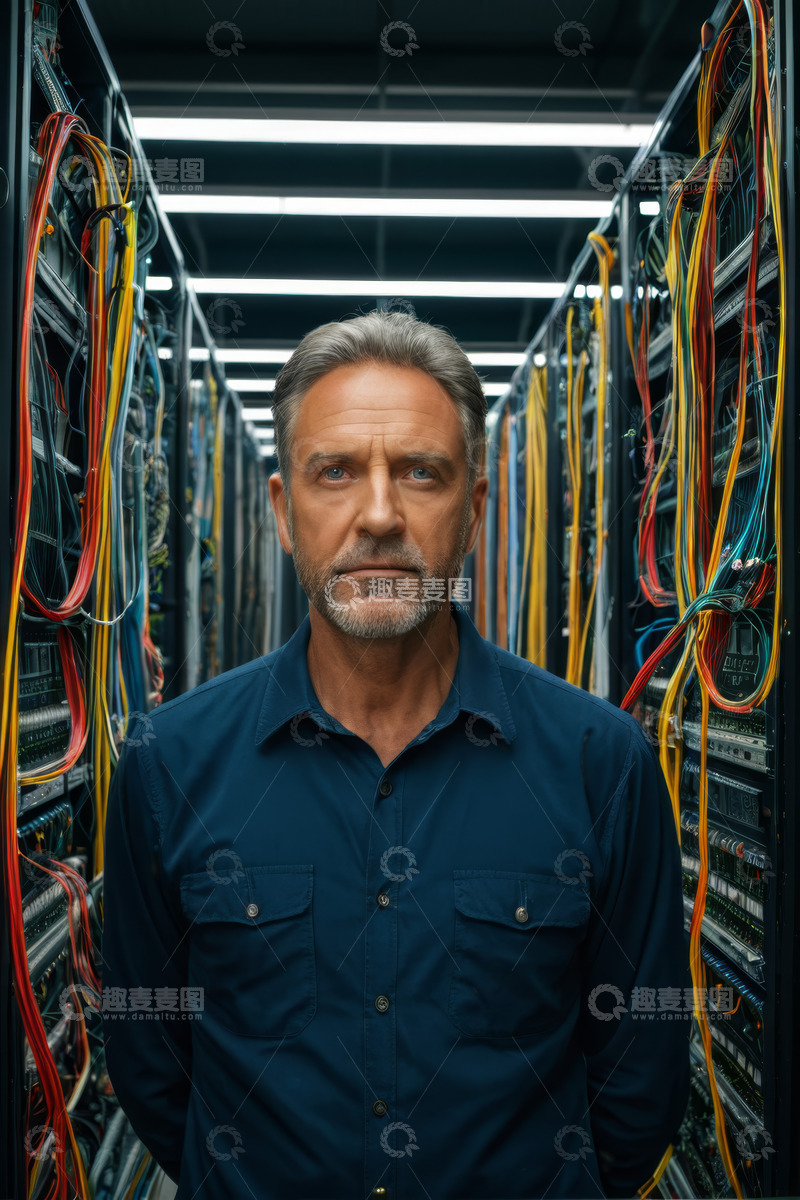 高清大图下载【趣麦麦图】服务器机房中的男性技术人员