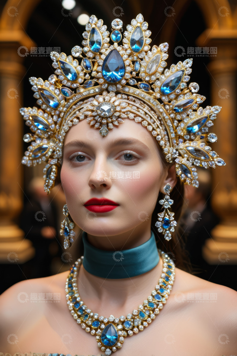 高清大图下载【趣麦麦图】佩戴华丽珠宝首饰的女性