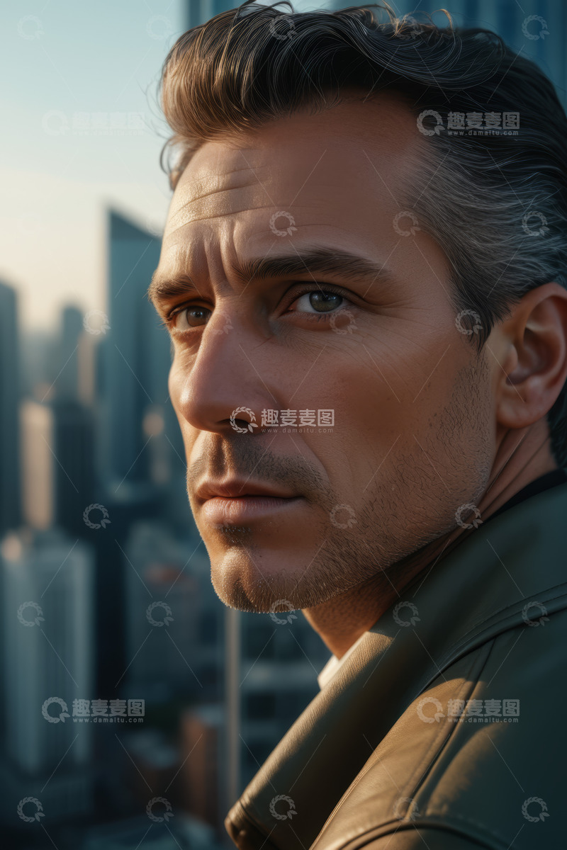 高清大图下载【趣麦麦图】城市背景下的男子肖像