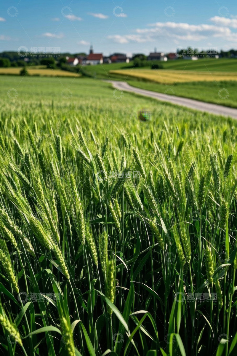 高清大图下载【趣麦麦图】麦田乡村风光全景