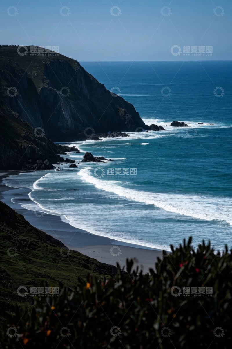 高清大图下载【趣麦麦图】山海相依的海滩景致