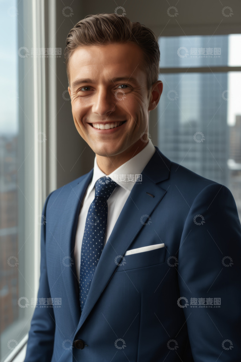 高清大图下载【趣麦麦图】身着西装微笑的商务男士