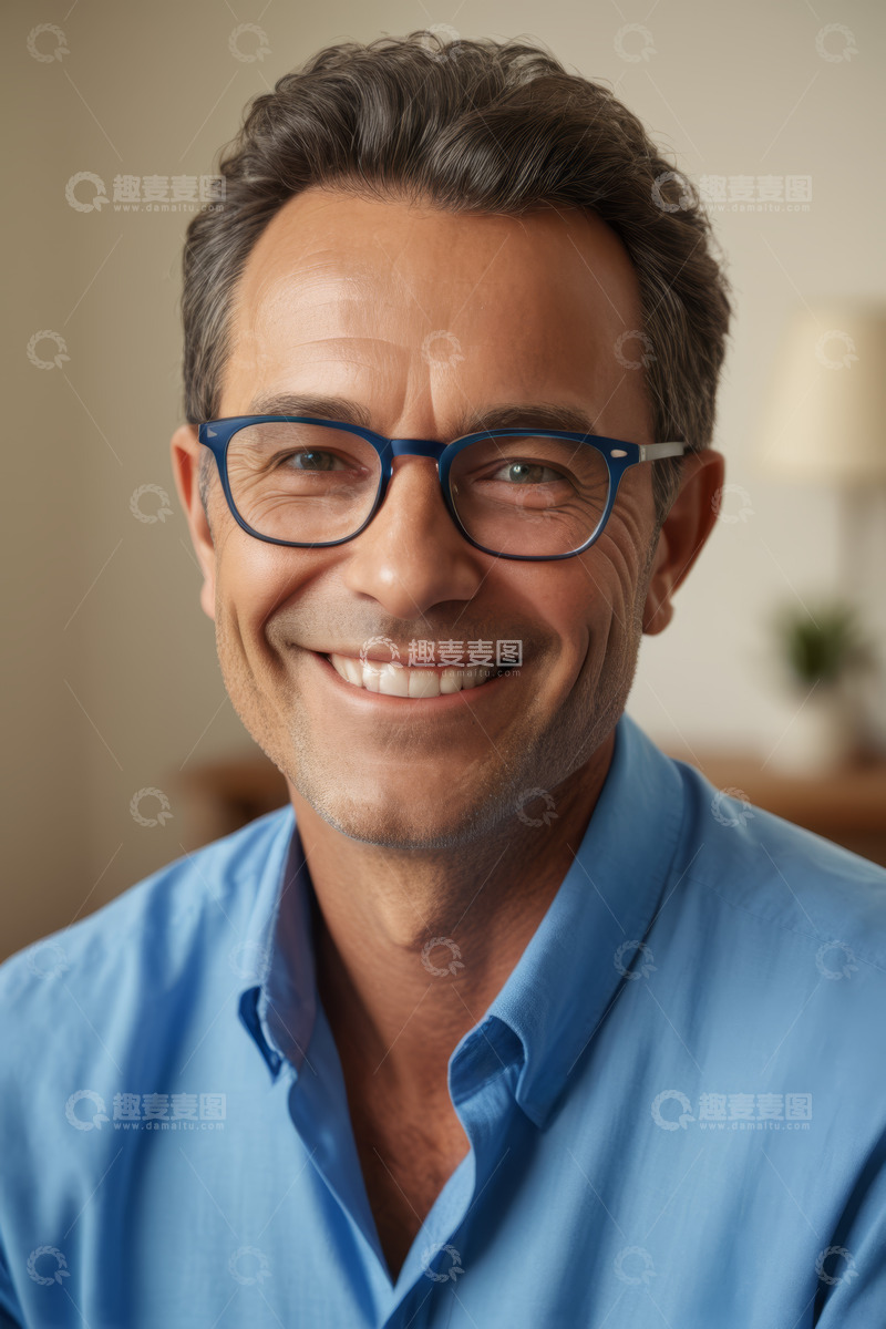 高清大图下载【趣麦麦图】微笑男士半身近景肖像