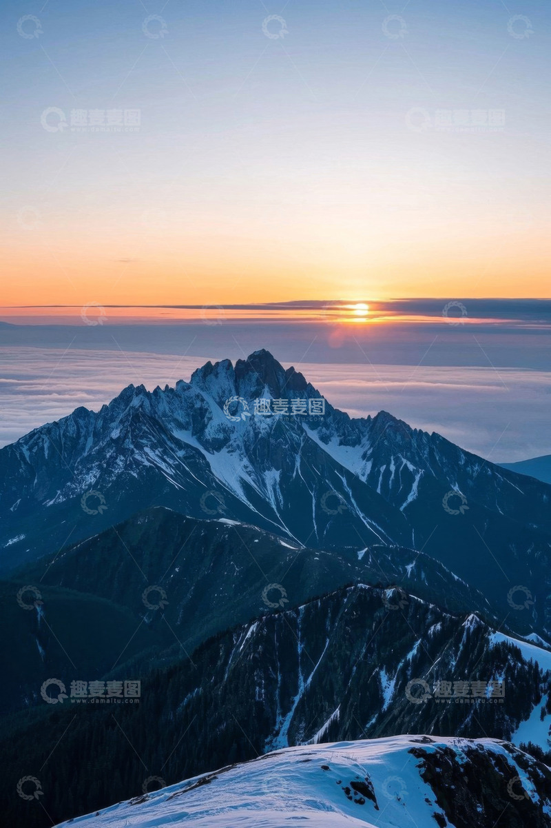 高清大图下载【趣麦麦图】雪山日出自然风光