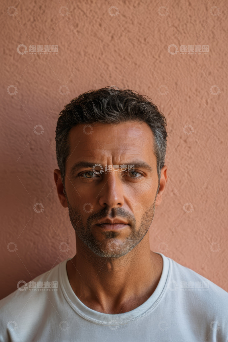高清大图下载【趣麦麦图】男子纯色背景下的面部特写
