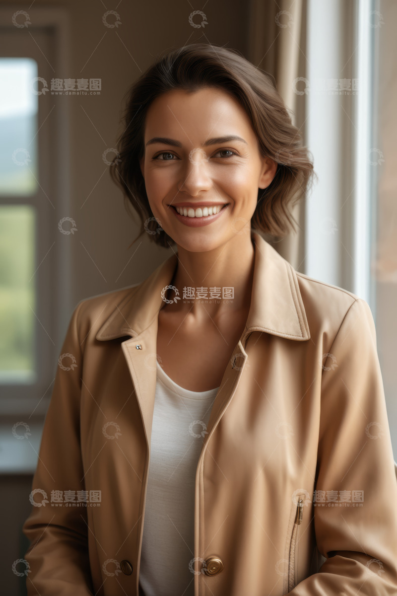 高清大图下载【趣麦麦图】室内微笑女性肖像