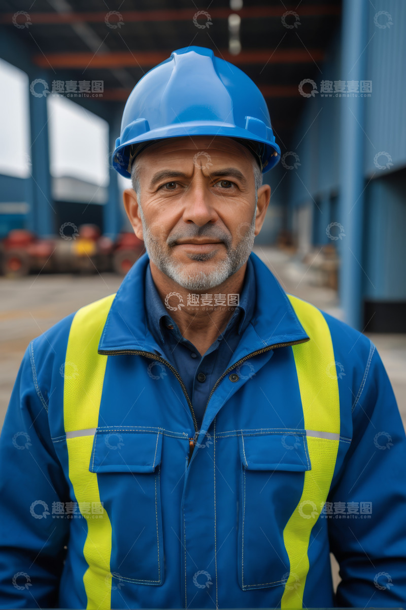 高清大图下载【趣麦麦图】工厂工人正面肖像