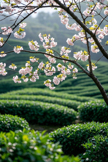 茶园樱花自然风景