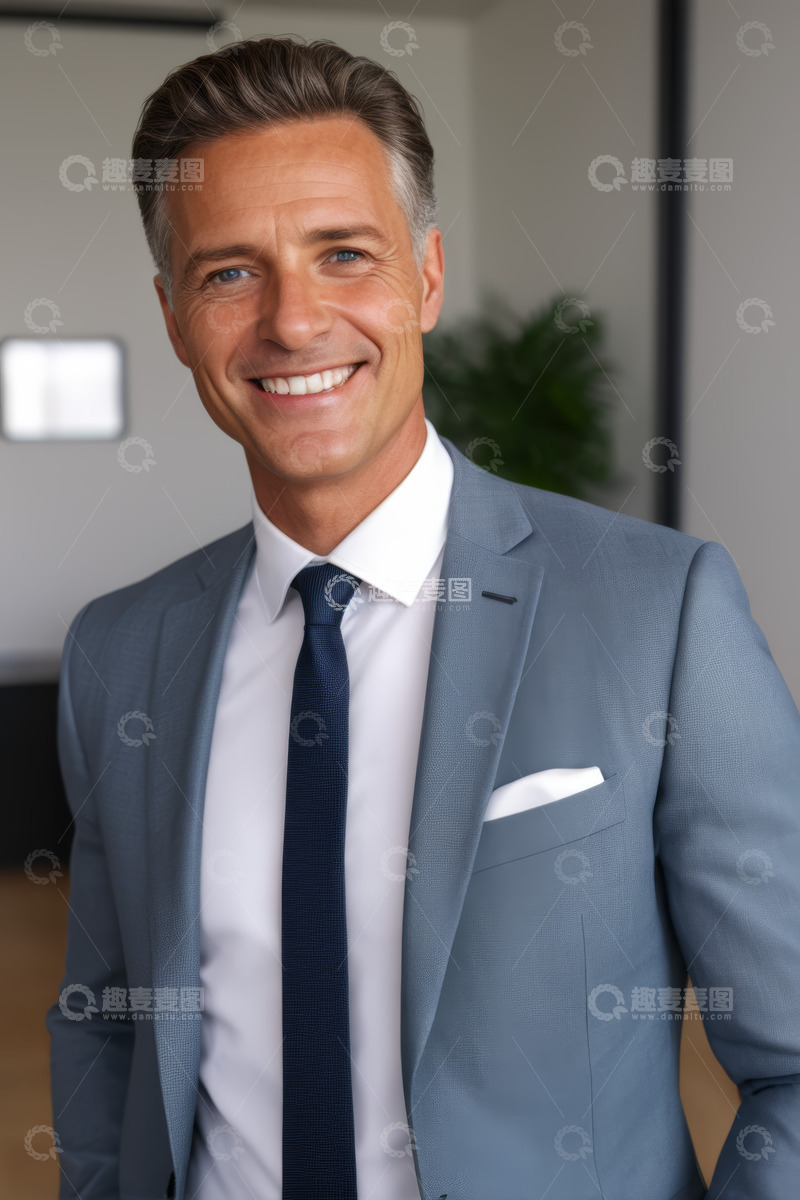 高清大图下载【趣麦麦图】穿着西装微笑的商务男士