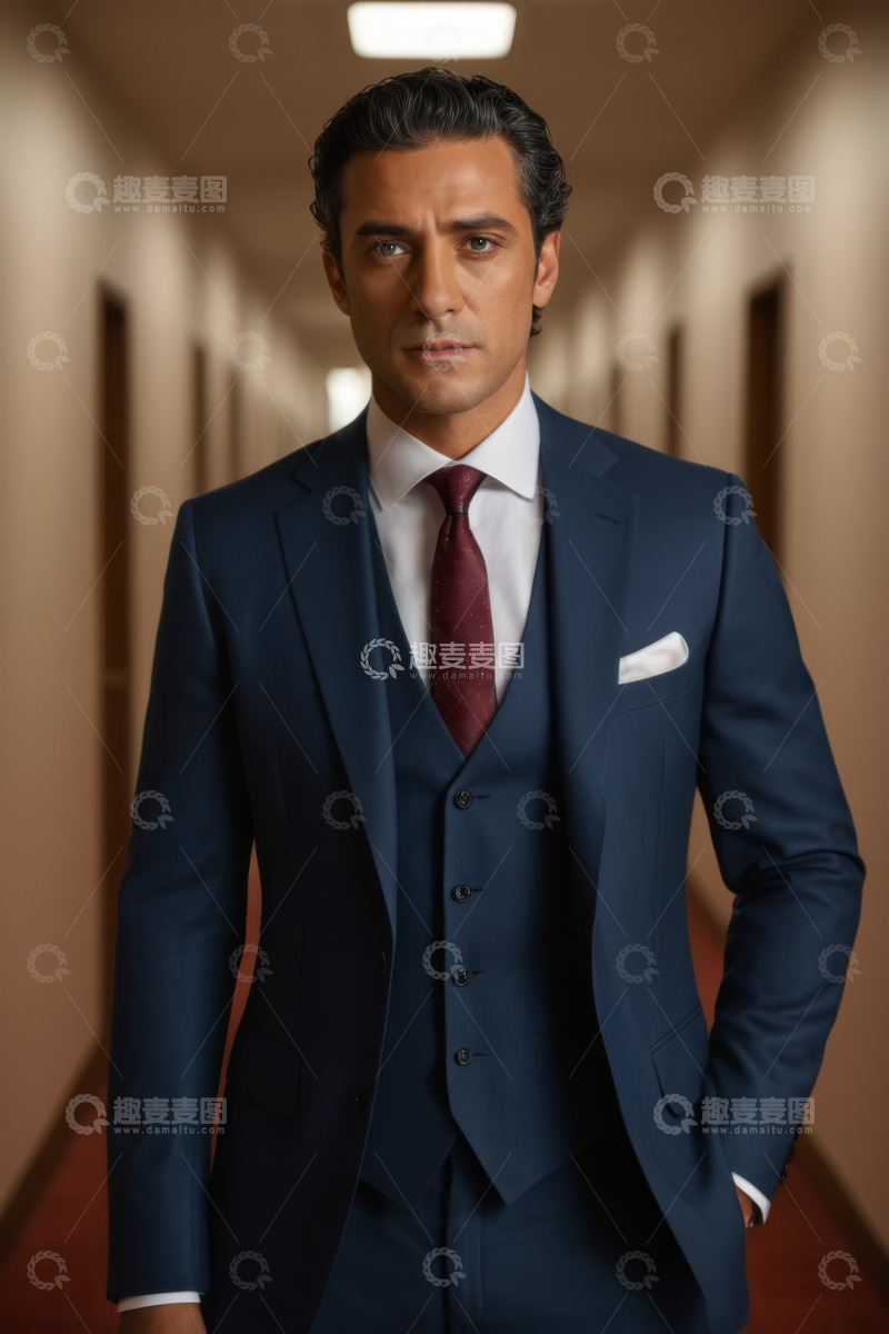高清大图下载【趣麦麦图】走廊中的西装男士