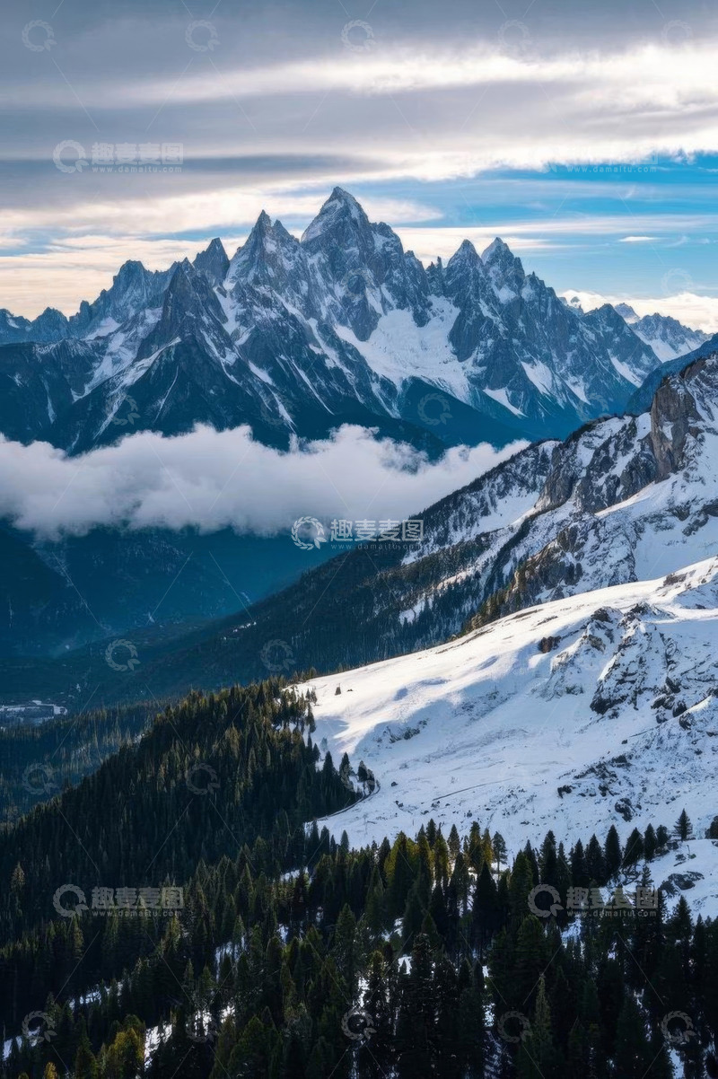 高清大图下载【趣麦麦图】雪山森林自然风光景色