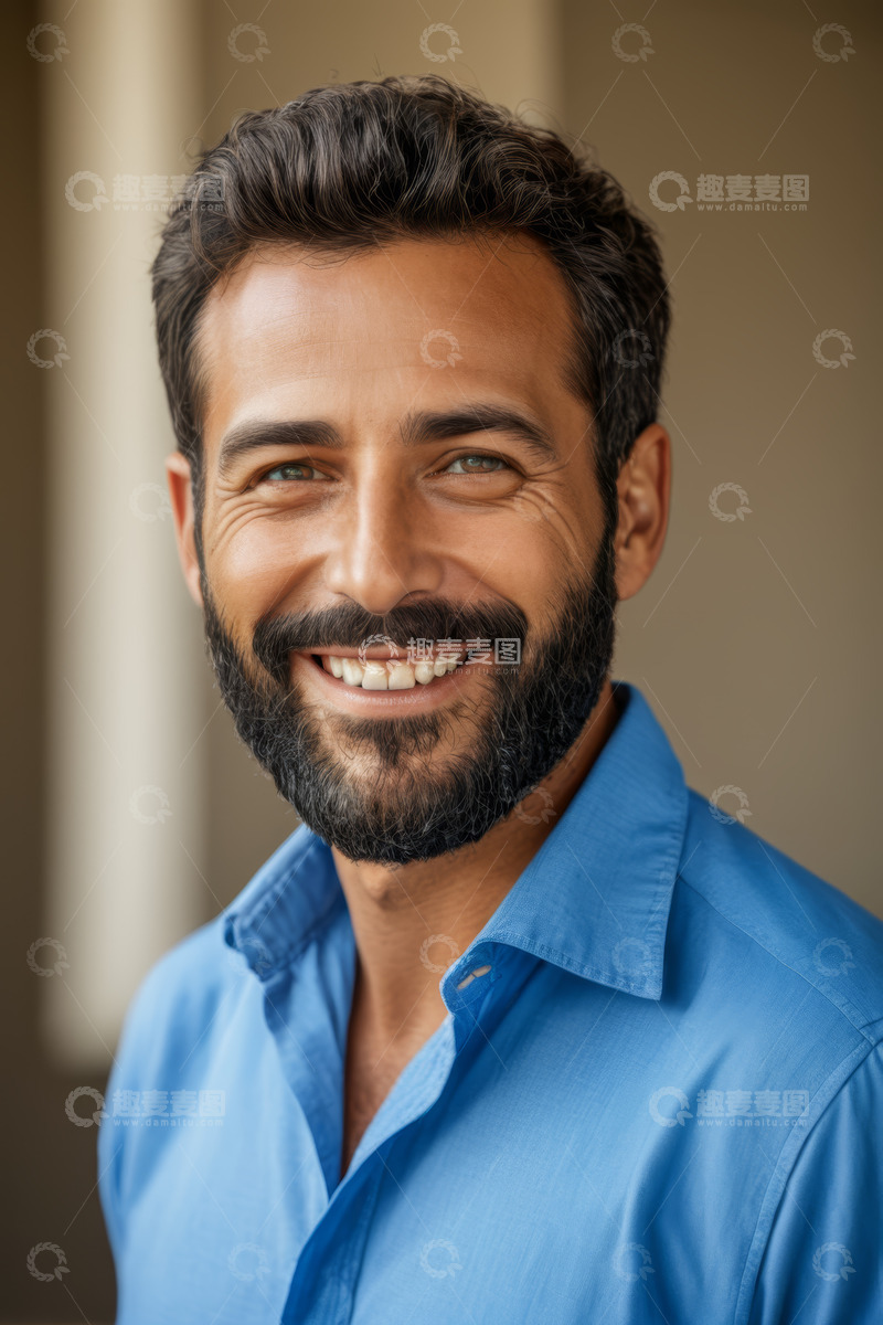 高清大图下载【趣麦麦图】微笑男士肖像特写
