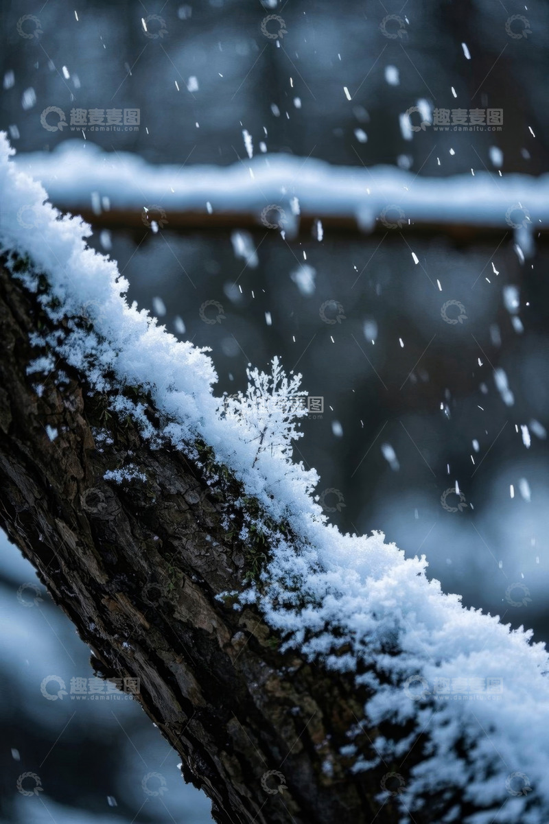 高清大图下载【趣麦麦图】枝头落雪飘雪景象