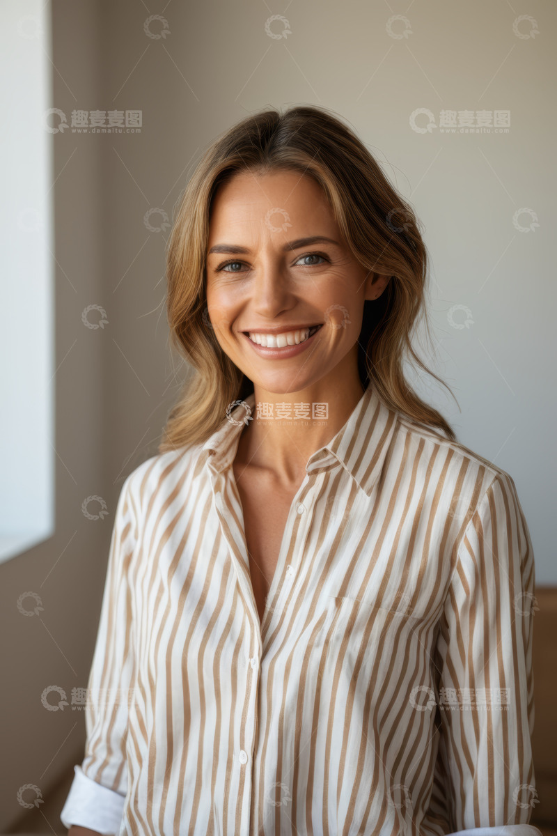 高清大图下载【趣麦麦图】微笑女人室内肖像