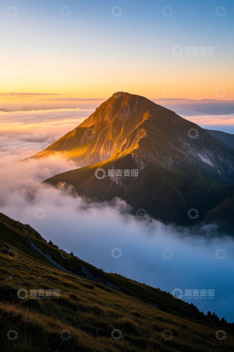 高清大图下载【趣麦麦图】山间云海日出自然景观